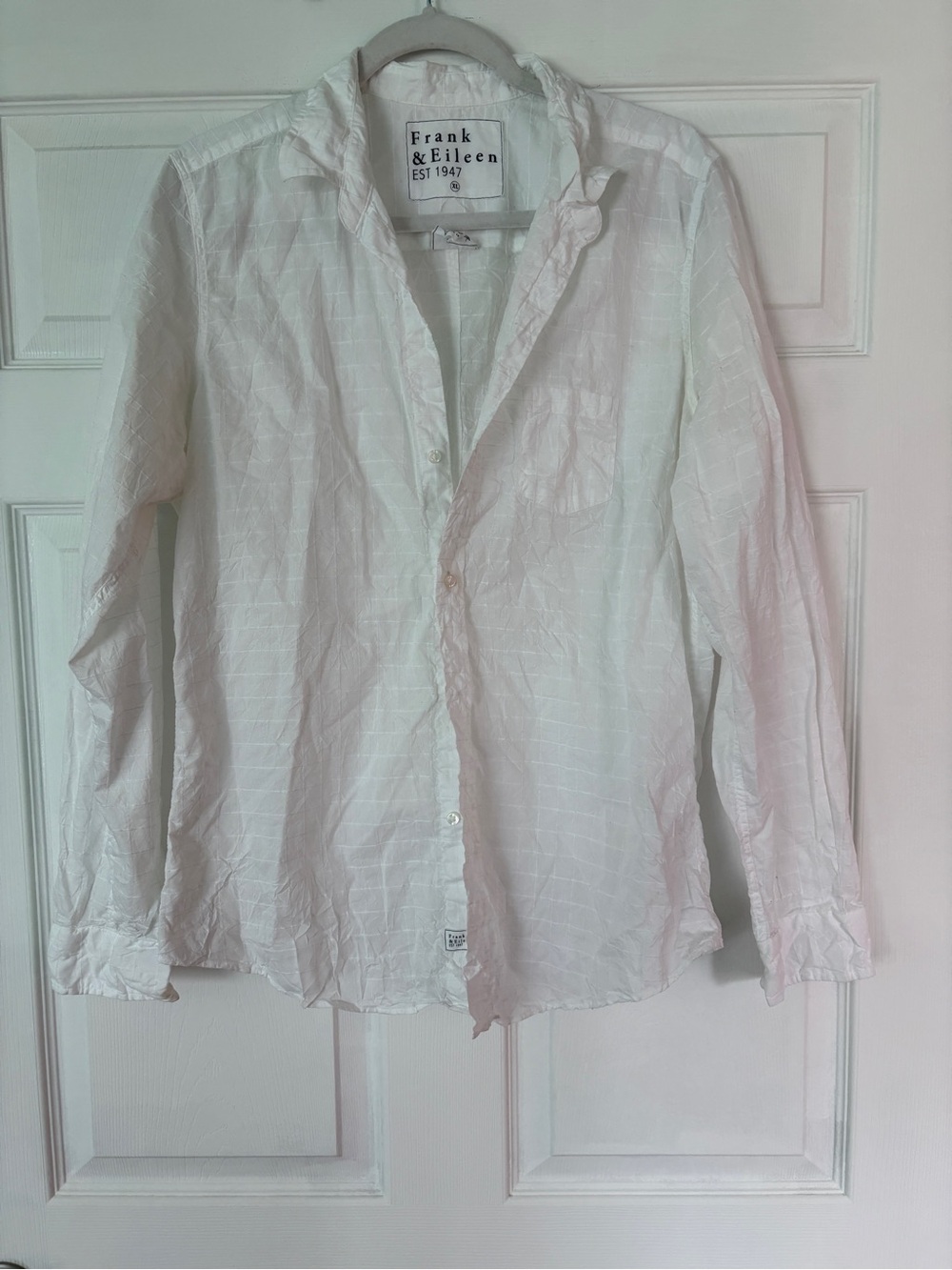 Frank & Eileen White Barry Tailored Button-Up Shirt 100% Cotton